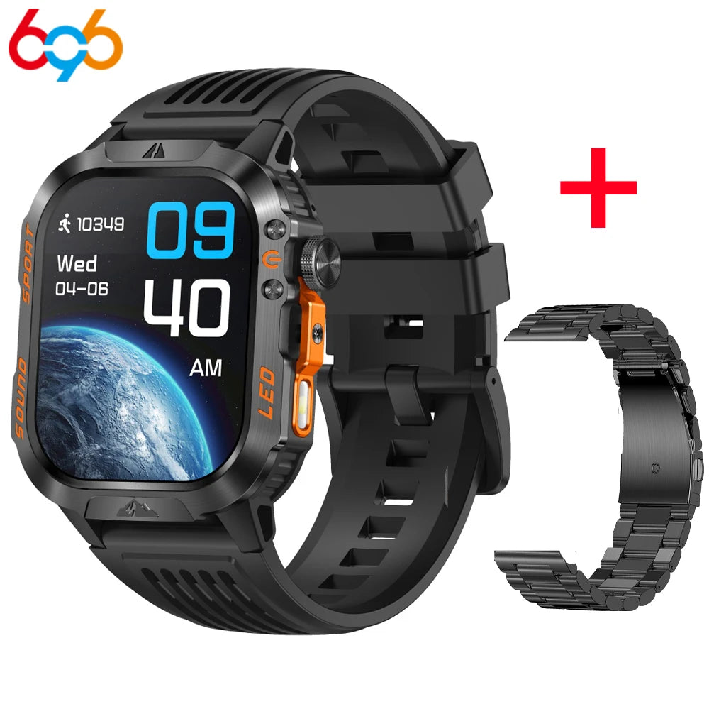 1200mAh Smartwatch Compass Health Smart Watch Men IP68 Waterproof Outdoor Sports Curved HD Screen BT Call LED Flashlight Clock Oasis Select BKBKS a BK3M