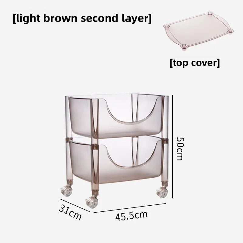 Creative acrylic multi-layer removable shelves ins bedroom kitchen trolley bathroom storage cabinet Oasis Select Light brown 2 layers