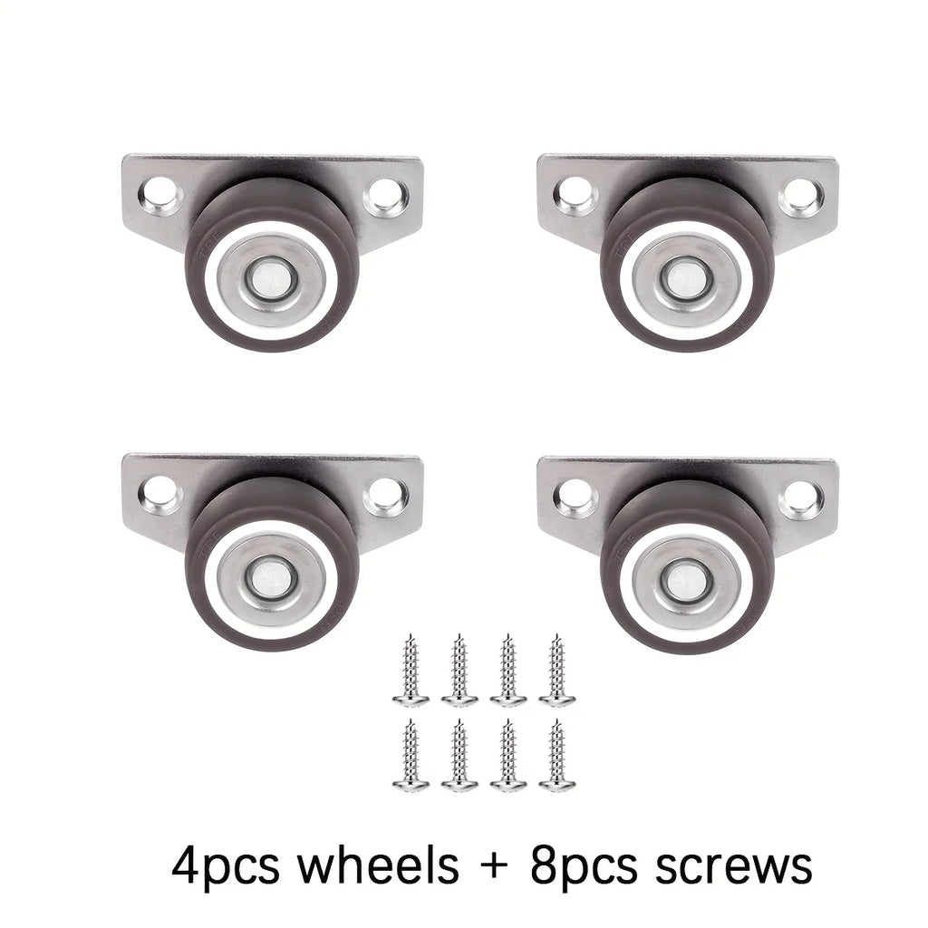 2/4pcs side mounted casters, 1.25 inch small wheels for furniture, drawers, trays, DIY projects, non-rotating, with two screws Oasis Select 4pcs