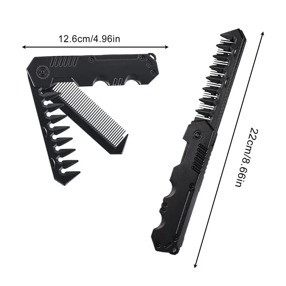 NEW 2in1 travel Portable Folding Comb Barber Clipper Comb Wide Tooth Oil Head Hair Comb Mini Beard Combing Salon Styling Tool Oasis Select China Mainland Black