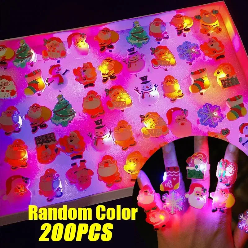 50-200PCS Halloween Glow Pumpkin Ring Cartoon Finger Light for Party Favor Small Gift Spooky Fun Night Rave Accessory Oasis Select Christmas 200PCS
