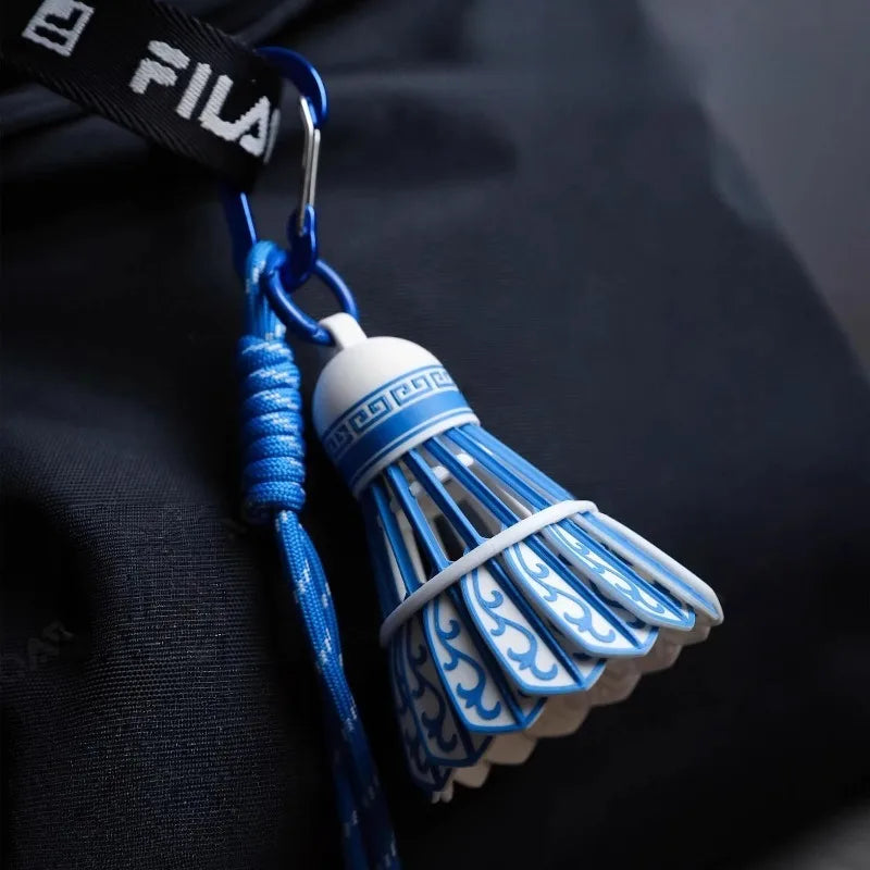 Blue and White Badminton Pendant with High Aesthetic Value Creative Badminton Player Sports Backpack Pendant Decoration Oasis Select
