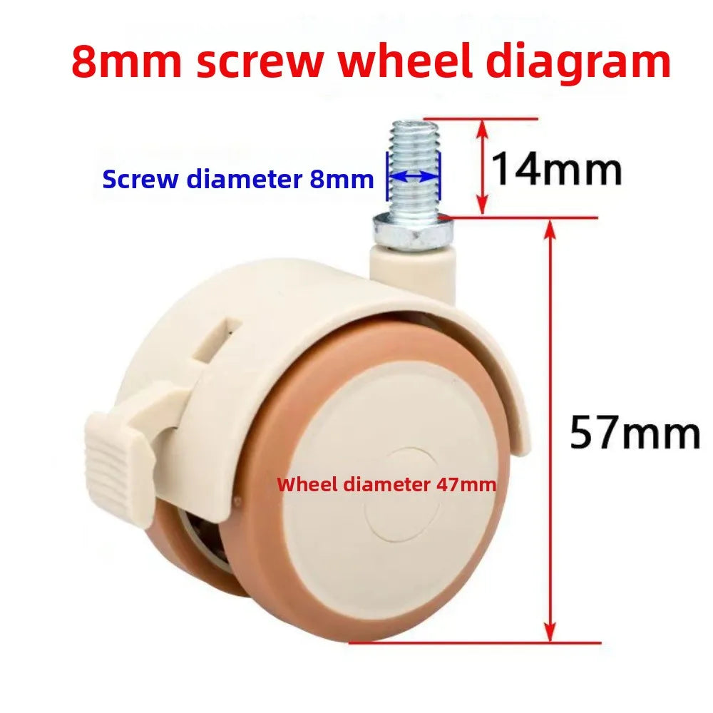 4Pcs RubberThreaded Caster, M6/M8 Swivel Stem for Replacement, Twin Caster Wheels with Locking Brake Oasis Select 4pcs M8