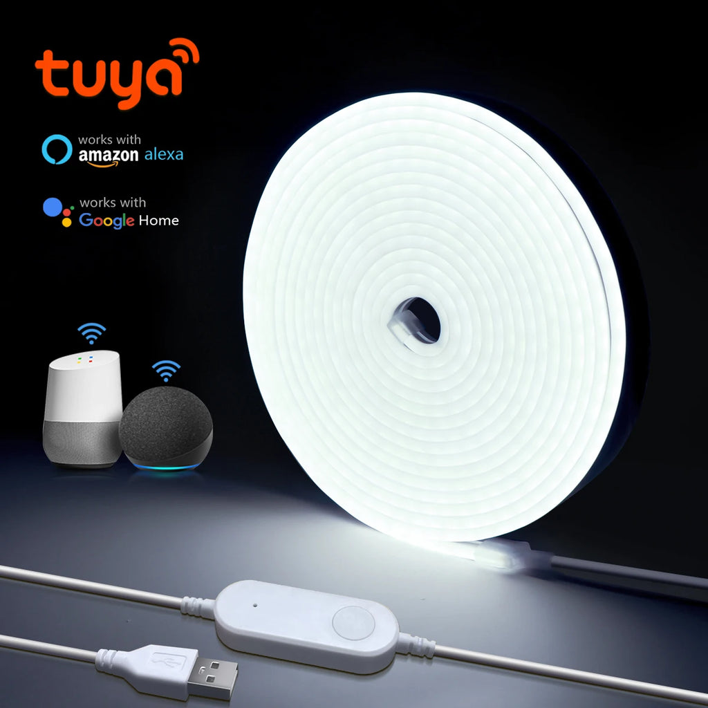 Tuya WiFi USB 5V Neon LED Strip Waterproof Dimmable Warm/White LED Strip Lights 1m/2m/3m for Alexa Google Home Assistant Oasis Select