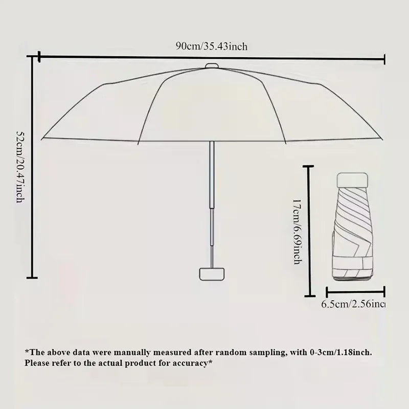 Mini Umbrella Capsule Dual-Use Portable Rainproof Sun Protection Sunny Rainy Mode Outdoor Travel Parasol for Travel Oasis Select