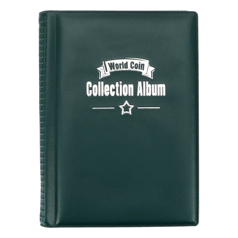 HWZXYXGS 120/60 Pockets Artificial PU Leather Coins Collection Album Book Collecting Money Organizer Storage Bags PVC Film Oasis Select green