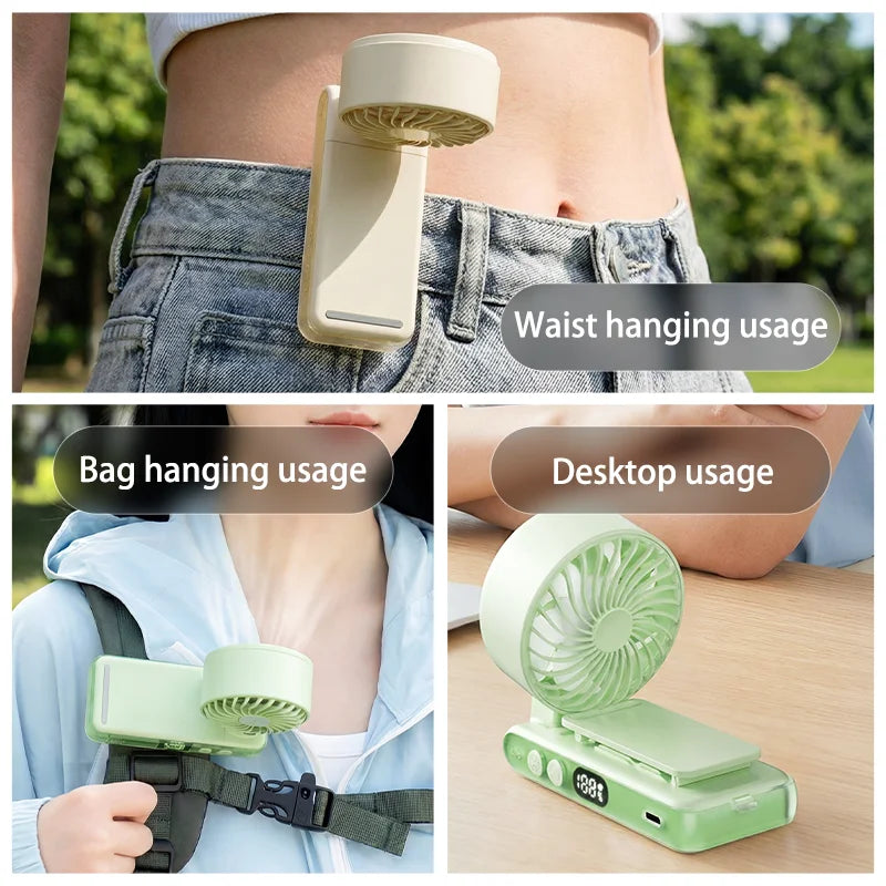 5-speed Portable Camping Cooling Fan with Clip Foldable Handheld Fans Home High Wind Speed Cooling Blower 3000mAh Lanyard Fans Oasis Select