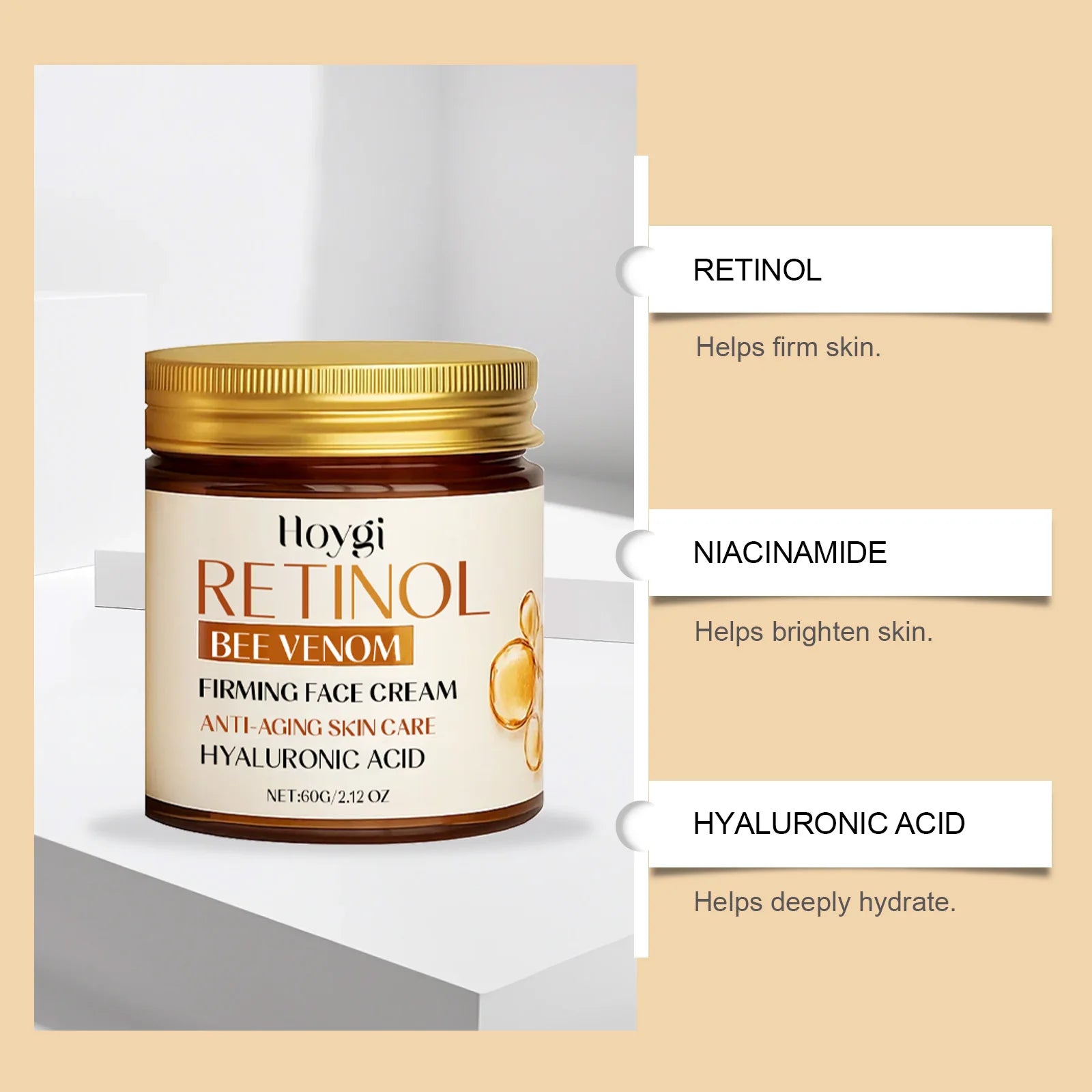 Hoygi Retinol & Bee Venom Anti-Aging Face Cream 60g Anti-Aging Face Cream Oasis Select