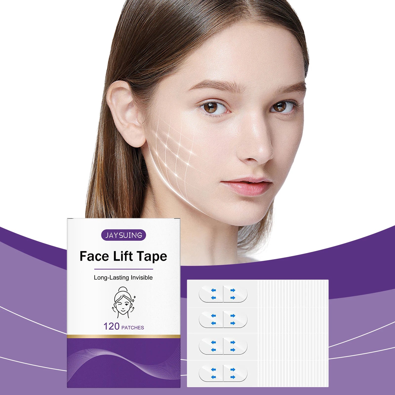 Invisible Face Lift Tape – V-Shape Hyaluronic Patches 120pc Face Lifting Patch Oasis Select