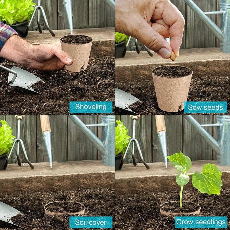 10/20pcs Garden Nursery Pots Pulp Seed Starter Pots Flower Propagation Container with Drainage Holes Home Gardening Tools Oasis Select