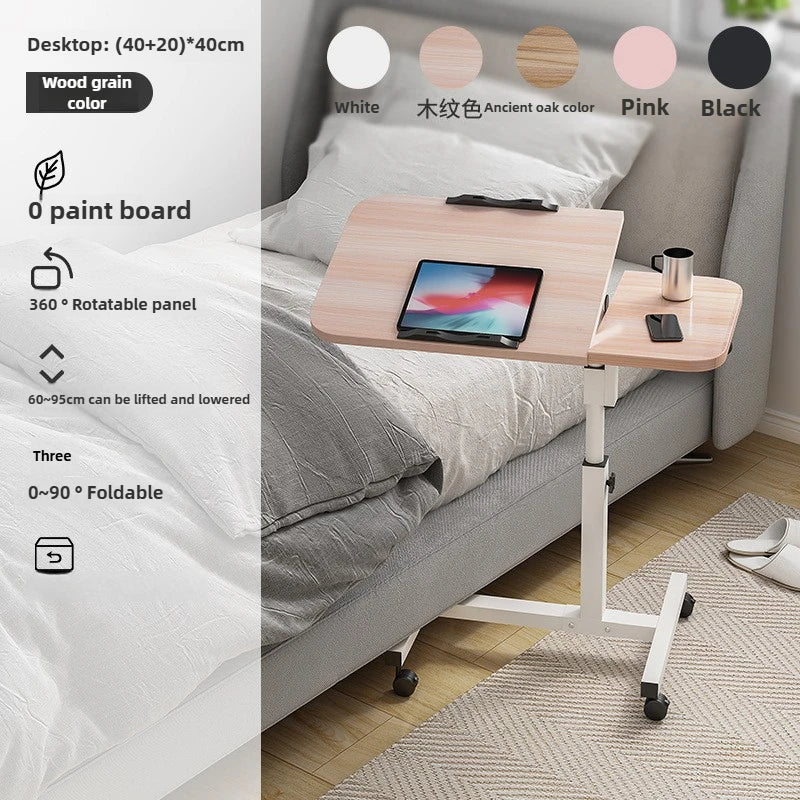 Multi-functional Mobile lifting bedside table Standing use Office lifting small table Oasis Select wood grain