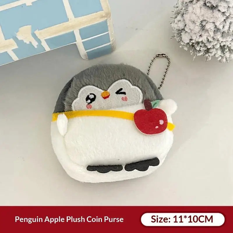 Fluffy Plush Penguin Coin Purse – Cute Mini Keychain Wallet