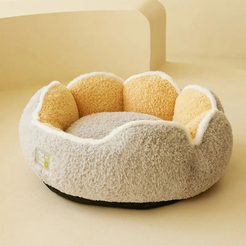 High Appearance Level, Round Petal-shaped Cactus, Pet Nest Fully Surrounded, Cat and Dog Sleeping Pad Suitable for All Seasons Oasis Select beige L within 60CM-7.5 kg