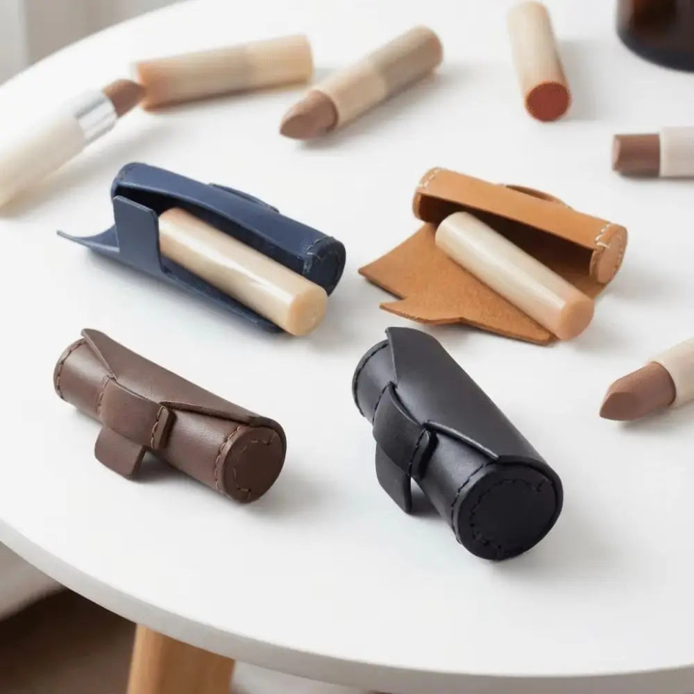 Mini PU Leather Lipstick Case with Keychain | Portable Cover