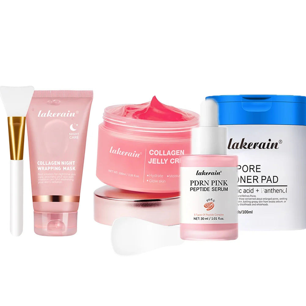 Lakerain 5-Pc Collagen Skincare Set – Peel-Off Mask & Toner