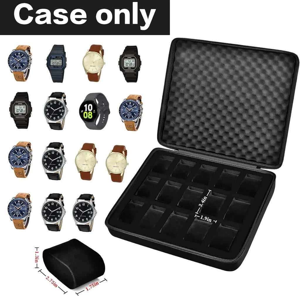 15 Slots Watch Box Men Watch Display Storage Case Organizer Fits Wristwatch Smart Watch Luxury Jewelry Collection Box Oasis Select