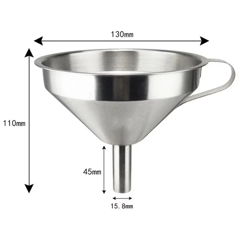 Funnel Kitchen 304 Stainless Steel Funnel Oil Liquid Funnel with Strainer Small Metal Food Oil Filter for Bottle Kitchen Gadgets Oasis Select Silver-1pc