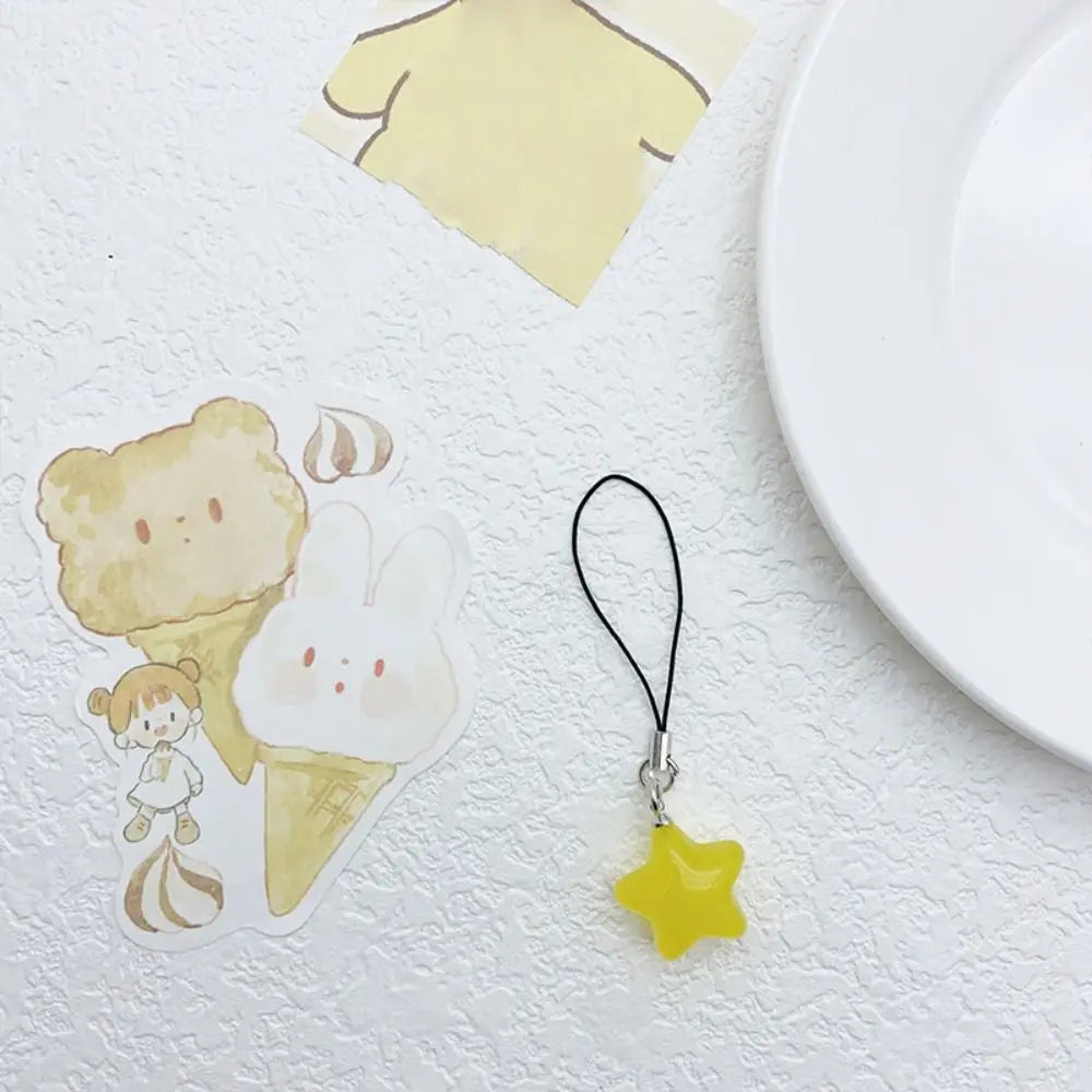 Star Star Phone Strap Keychain Pendant Phone Hanging Rope Universal Candy Color Mobile Phone Chain Telephone Jewelry Oasis Select yellow-short