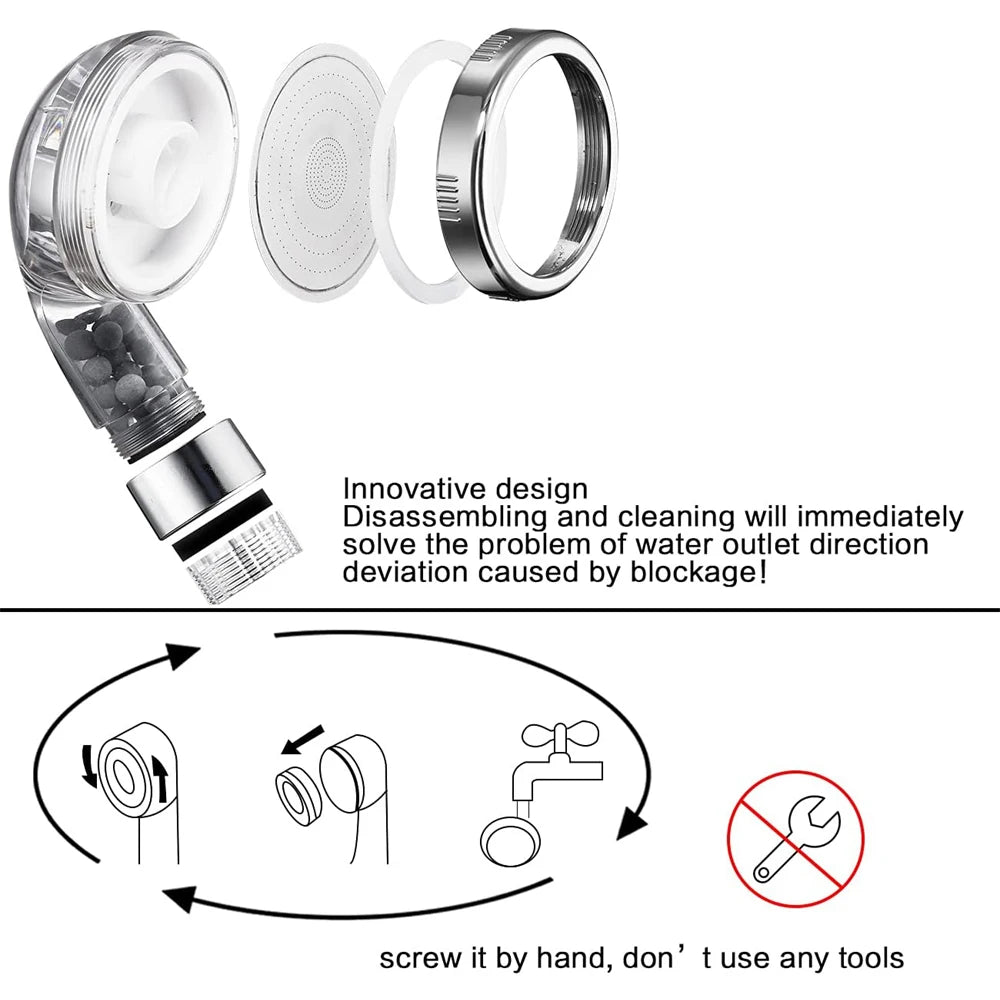 1pc Filtered Shower Head ABS High Pressure Water Saving Spray Handheld Clear Showerheads with With Filter Beads for Bathroom Oasis Select