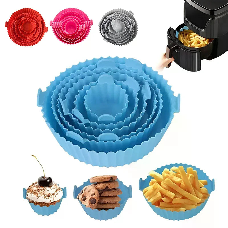 Air Fryer Silicone Tray Baking Mat Fried Basket Liner Pot Holder Grill Pan Replacement Bakeware Pizza Pan for Healthy Cooking Oasis Select