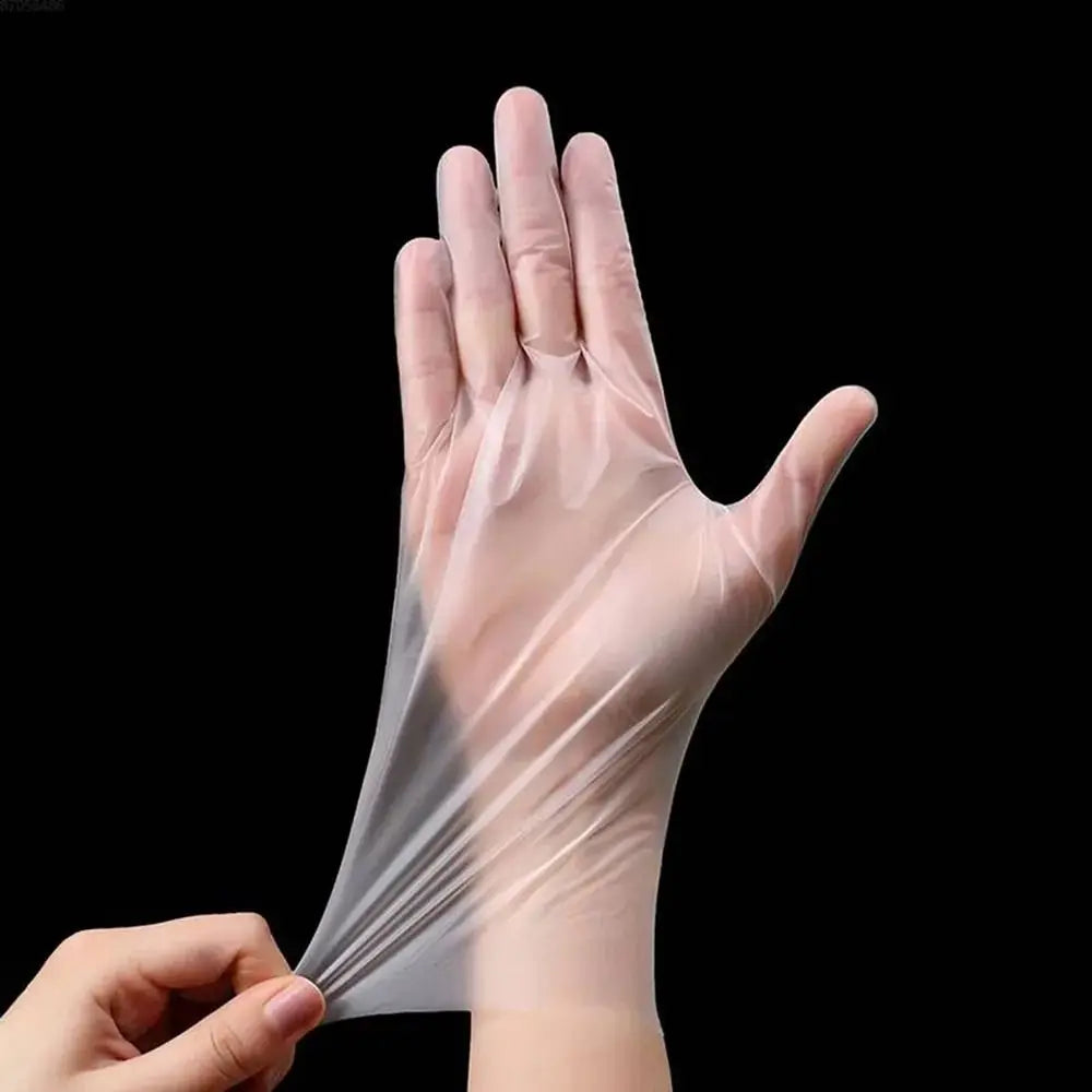 100Pcs Food Grade TPE Disposable Gloves Household Acid Work Safety Cleaning Gloves Transparent Non-Slip Latex Free Gloves Oasis Select