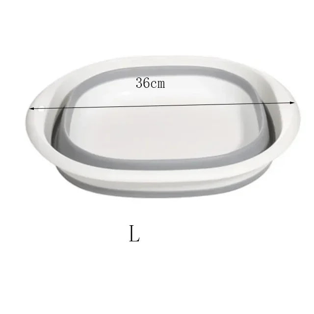 Plastic Folding Basins Portable Wash Basins Folding Laundry Tub Adult Baby Bath Basin Bathroom Kitchen Accessories Wash Basin Oasis Select Grey-L