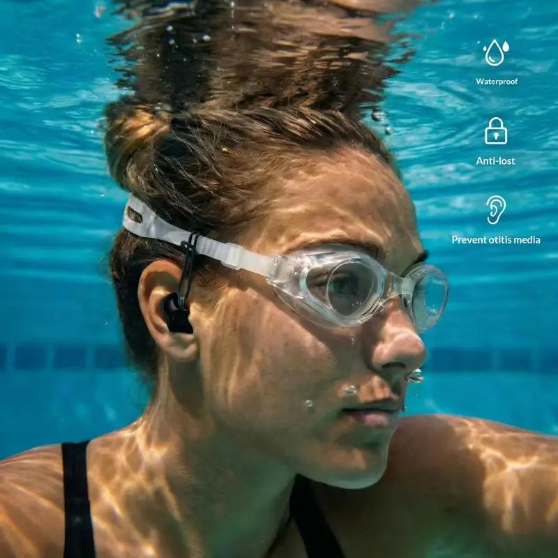 Silicone Swimming Ear Plugs with Lanyard – Waterproof 1 Pair