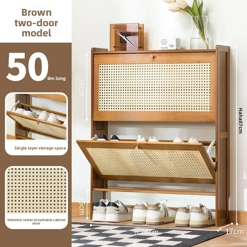 Ultra-thin shoe cabinet, tipping bucket at the door of the home, shoe rack, large-capacity entry door, simple storage Oasis Select Brown-2-70