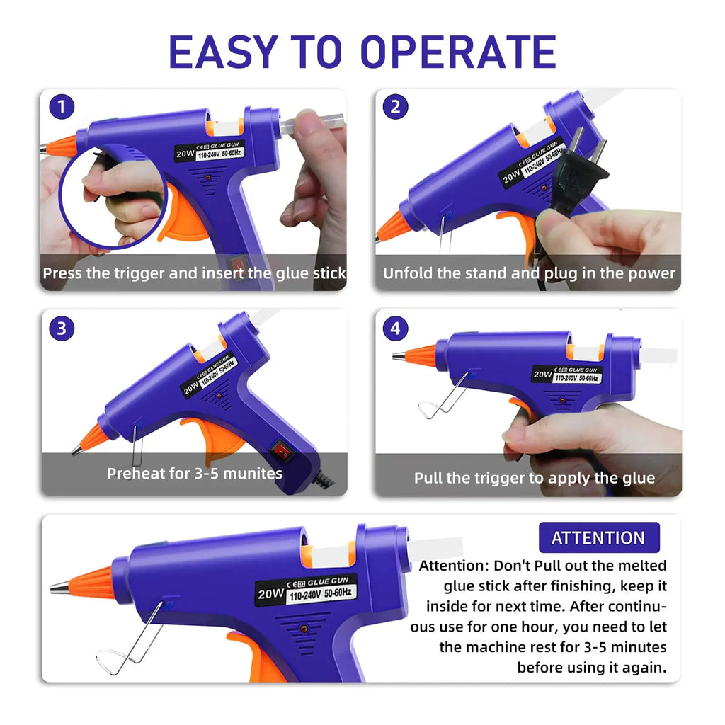 20W Hot Melt Glue Gun Household Industrial Mini Guns Electric Heat Temperature Tool Use 7mm Glue Sticks Oasis Select