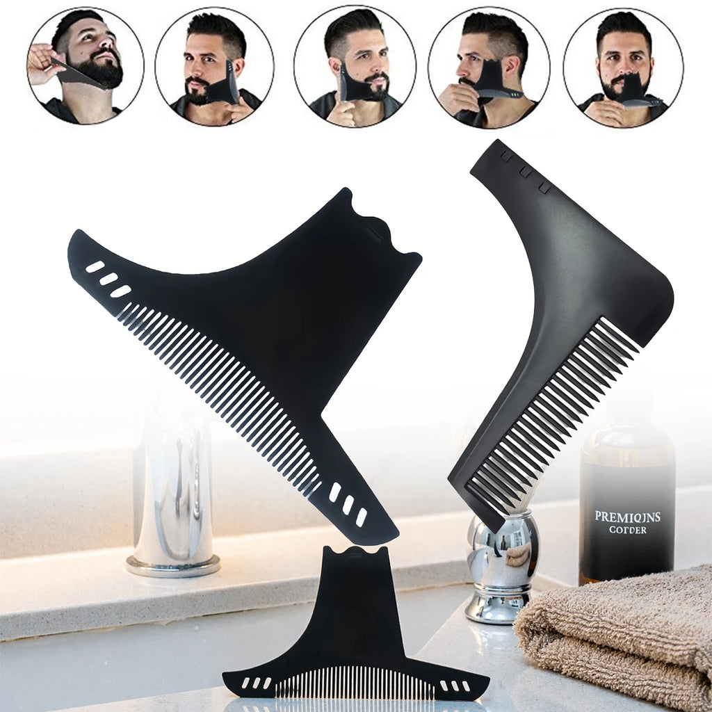 Beard Shaping Tool Non Slip Line Up Guide with Comb for Sharp Cheek Neckline Universal Men Grooming Barber Accessory Oasis Select