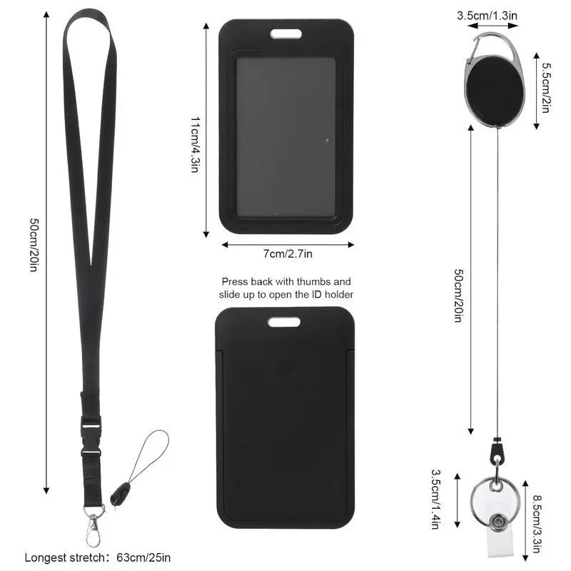 Work Permit Card Set - Rope Retractable Neck Hanging Document Card Set - Chest Tag Access Control Hard Shell Protective Set Oasis Select
