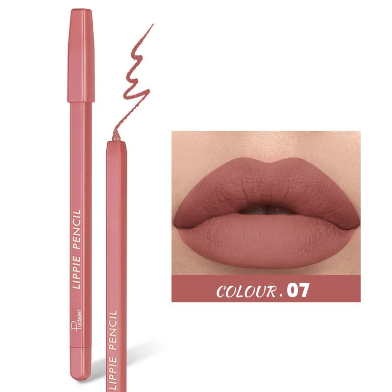 Velvet Matte Lip Liner – 12 Shades, Waterproof & Long Lasting