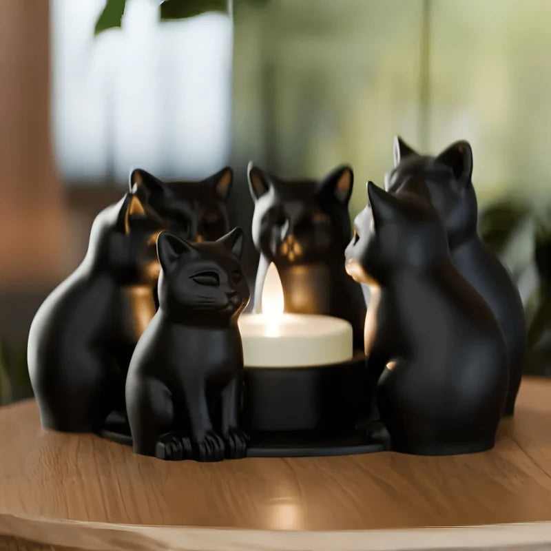 3D-printed Cat Ring Candle Holder Cute Desktop Decorative Craft Accessory Fashionable Living Room Bedroom Home Decor Oasis Select