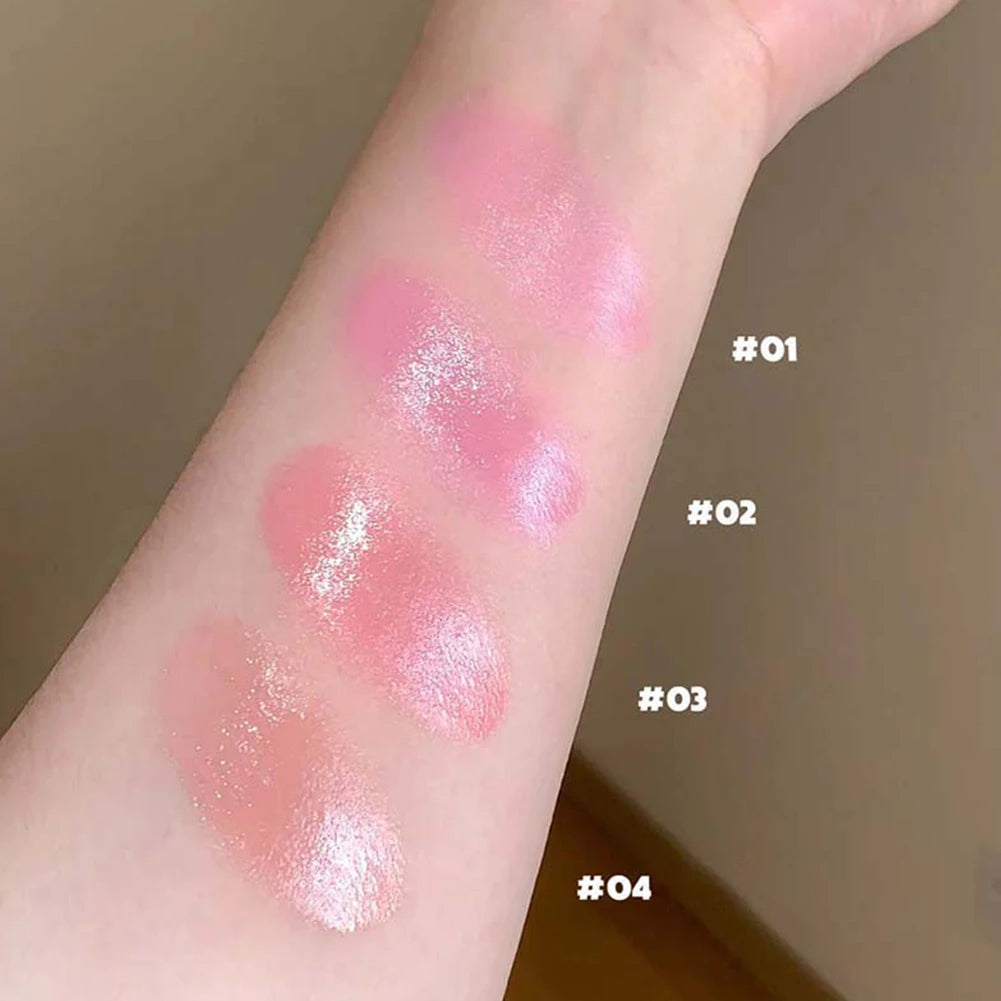 Portable Single Color Cream Blush Cute Gradient Heart Design Comes with Sponge Soft Natural Glow Blush for Daily Makeup Oasis Select