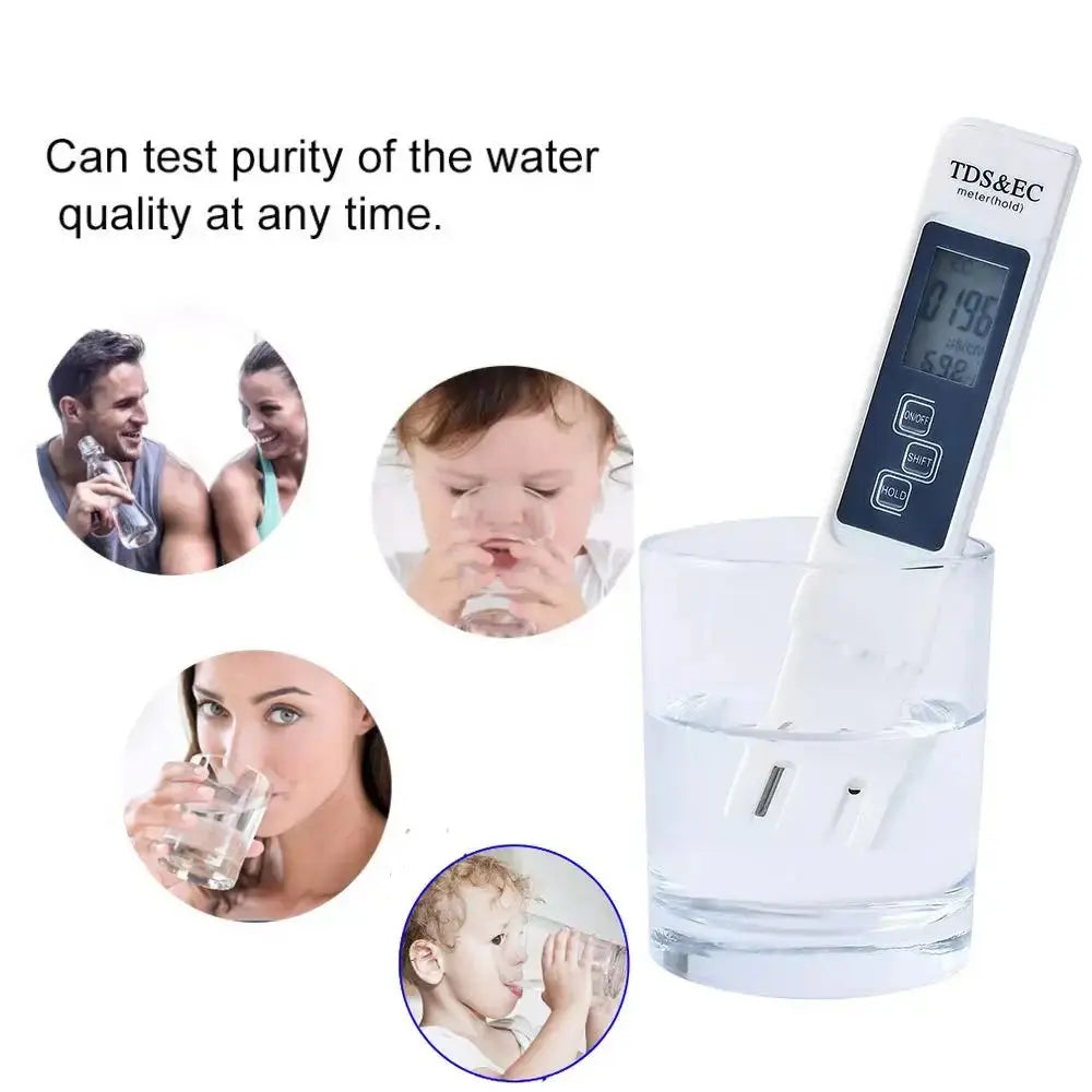 1PC White Digital Water Quality Tester TDS EC Meter Range 0 to 9990 Multifunctional Water Purity Temperature TEMP PPM Tester Oasis Select