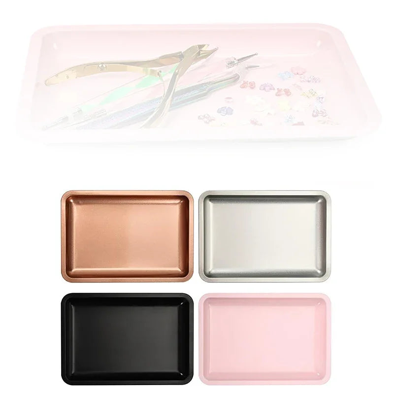Stainless Steel Cosmetic Storage Tray Jewelry Tray Plate Doctor Surgical Tray Desktop Storage Tool Metal Fack Nail Art Tray Oasis Select