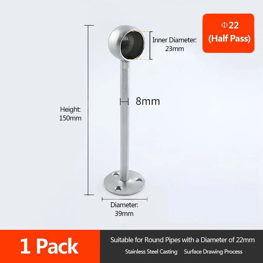 Stainless Steel Pipe Bracket 19/22/25mm | Wardrobe & Curtain Rod