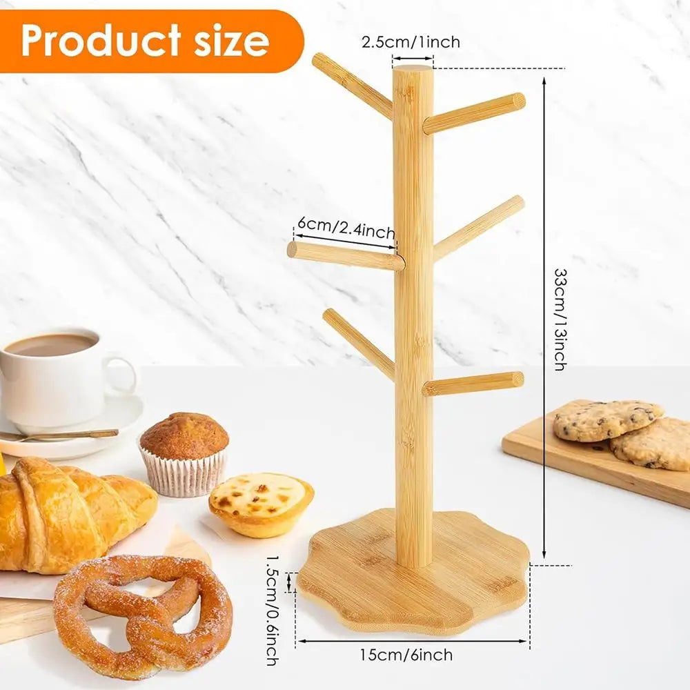 Wooden Tree Pretzel Holder Stand – Bamboo Sausage Display Rack