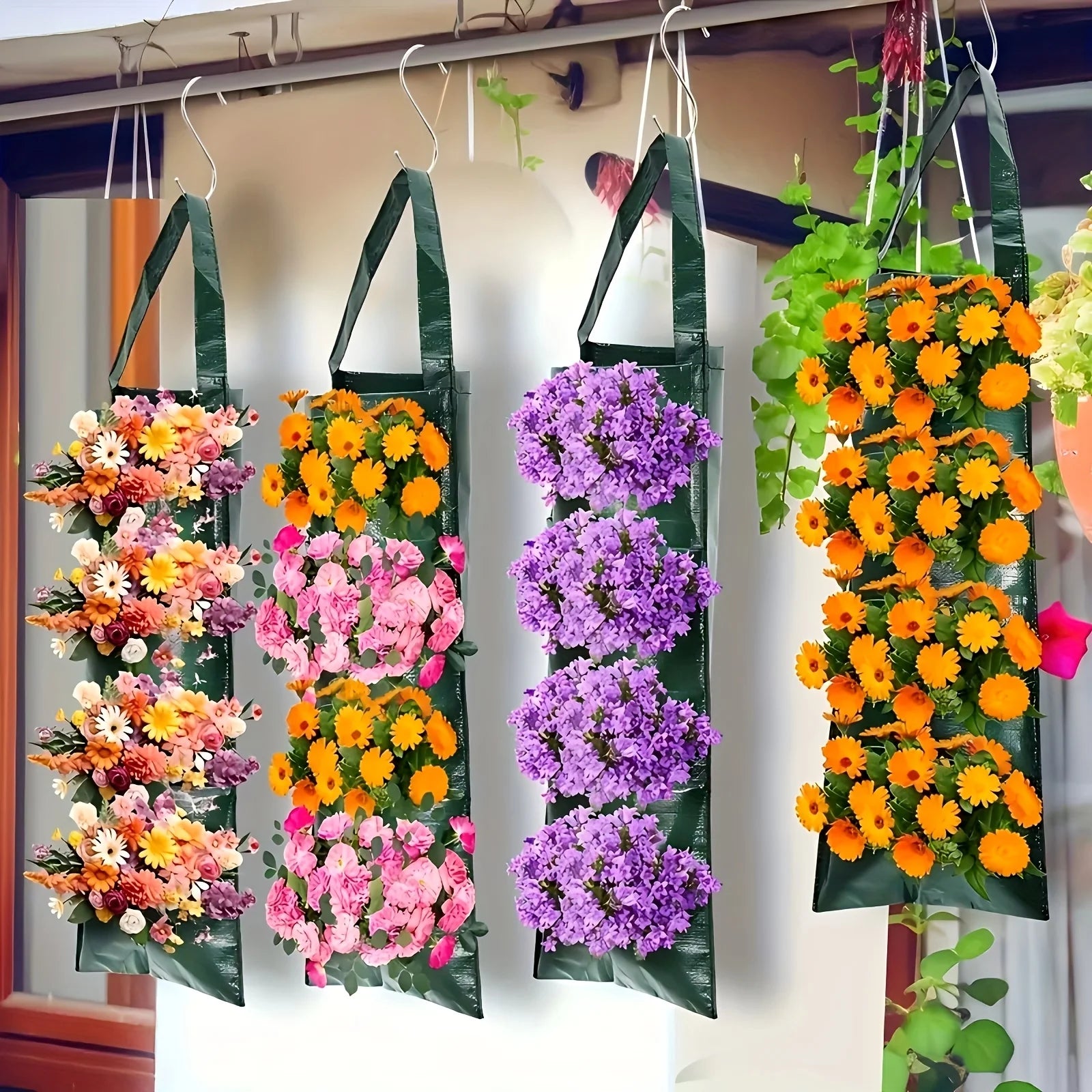 3pcs Hanging Plant Bags with 8 Holes for Strawberries, Multi-Pocket Perforated Grow Bags for Home Fruit Cultivation & Garden Use Oasis Select