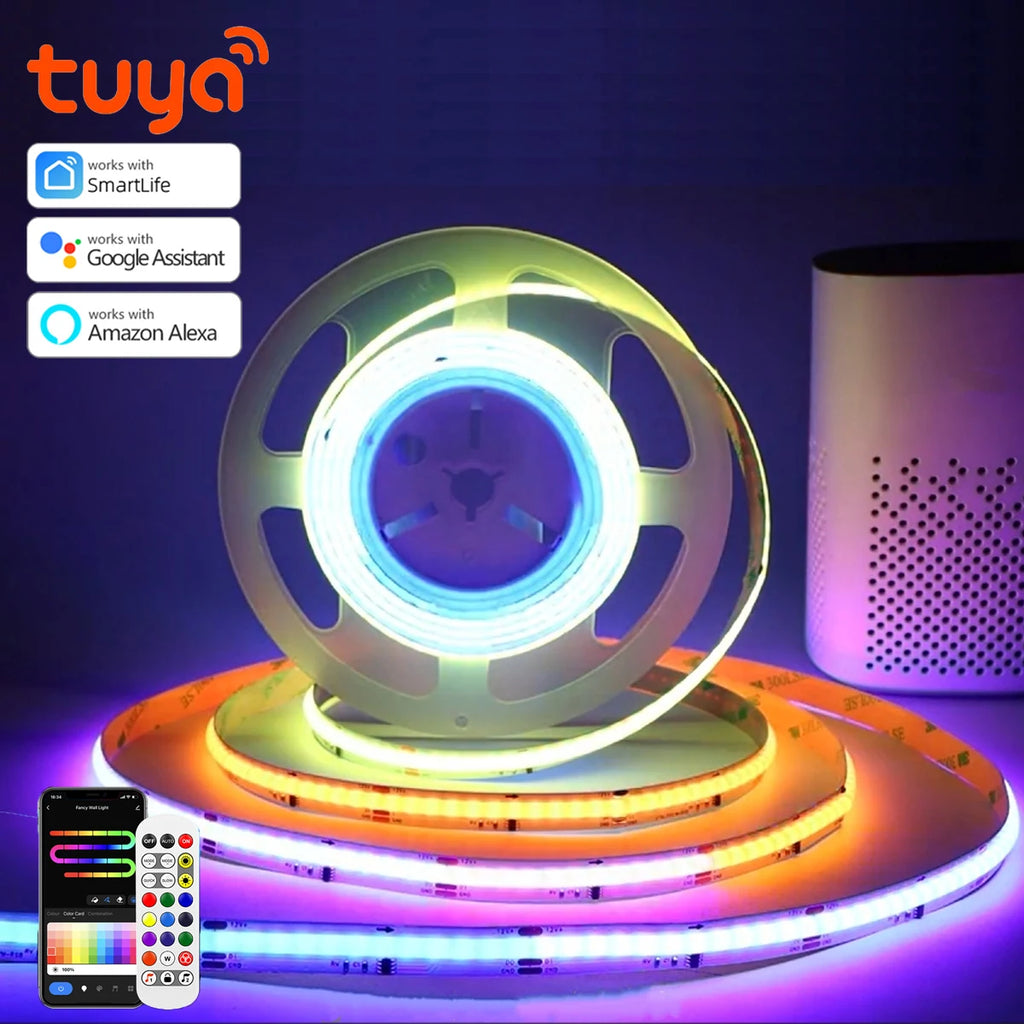 RGBIC LED COB Strip Light 12V Tuya WIFI Smart Light APP Control Addressable Dearmcolor Neon Light Home Bar Wall Party Cool Decor Oasis Select