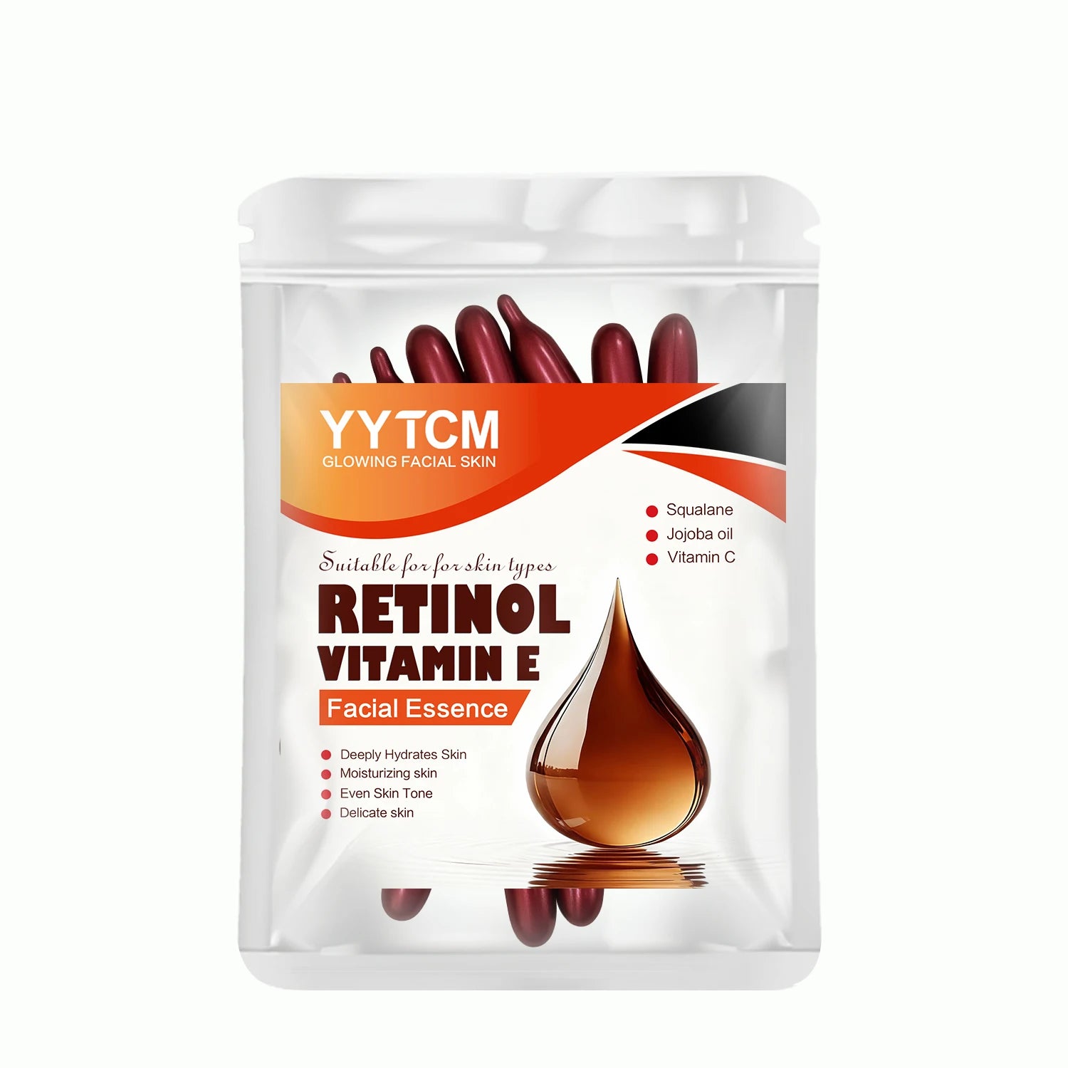 Retinol Vitamin E Deep Moisturizing Capsule Essence, Hydrates, Firms, and Smooths Skin, Contains Plant-Based Squalane, Vitamin C, Deep Moisturizing and Brightening Skin Essence (0.4Gx30 Capsules)/Pack-1 Pack Oasis Select 1 Bag