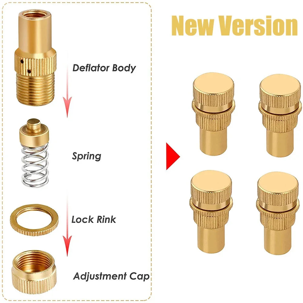 Universal Offroad Tire Deflators Automatic 6-30 PSI Brass Tyre Deflator Tire Pressure Relief Valve For Car Truck Motorcycle Jeep Oasis Select