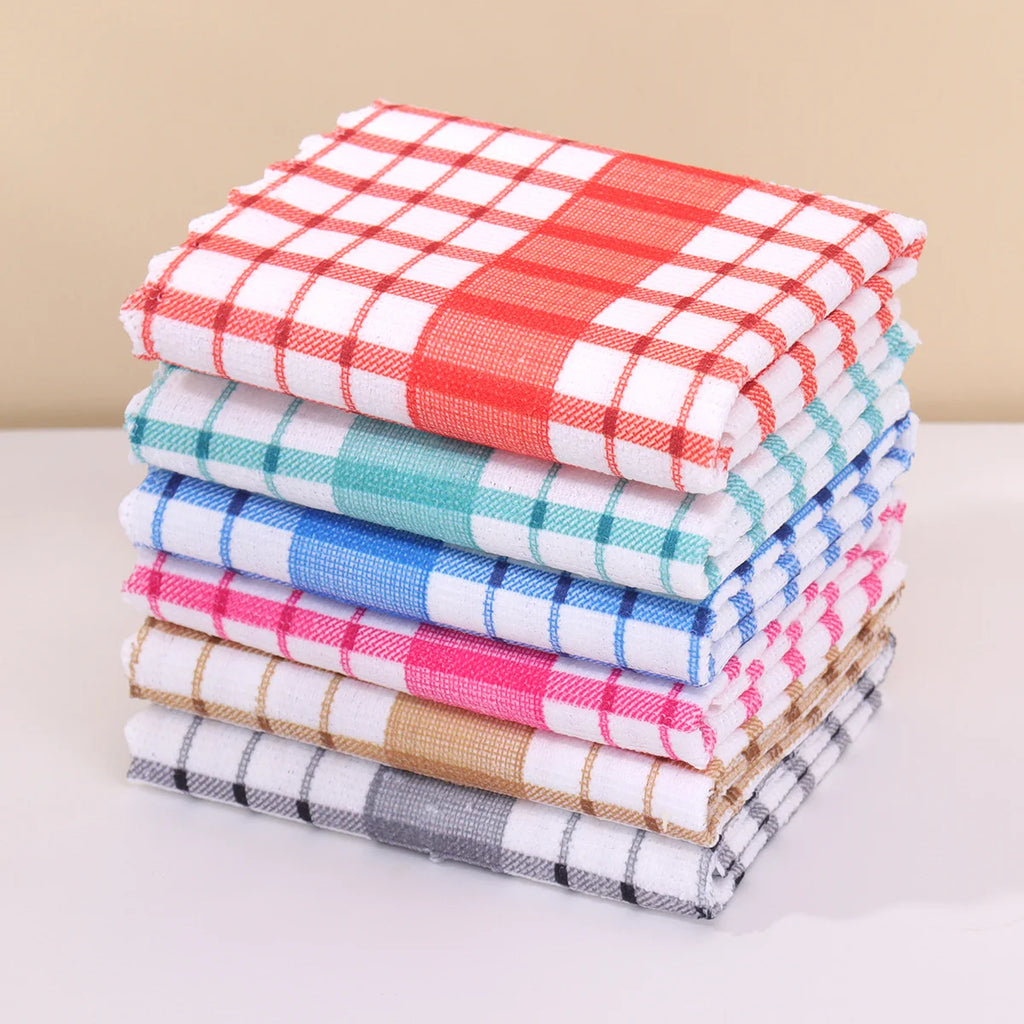 6pcs/12pcs Modern Printed Checkered Dish Towels, Scouring Pads, Kitchen Towels, Super Soft with Strong Absorbency Kitchen Towels Oasis Select