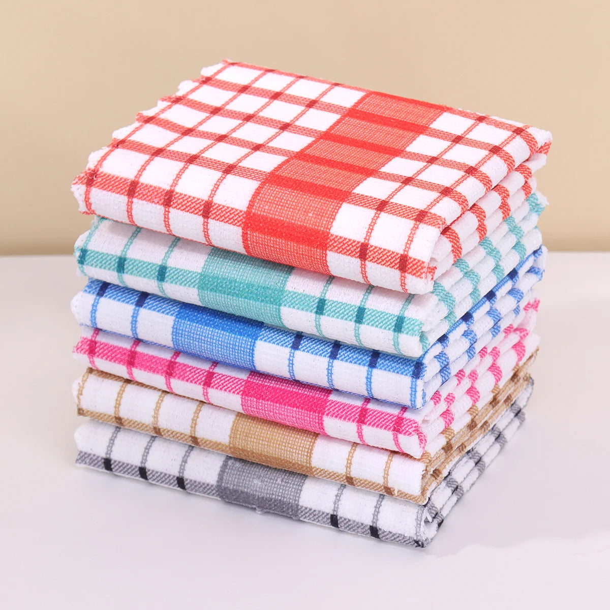 6pcs/12pcs Modern Printed Checkered Dish Towels, Scouring Pads, Kitchen Towels, Super Soft with Strong Absorbency Kitchen Towels Oasis Select