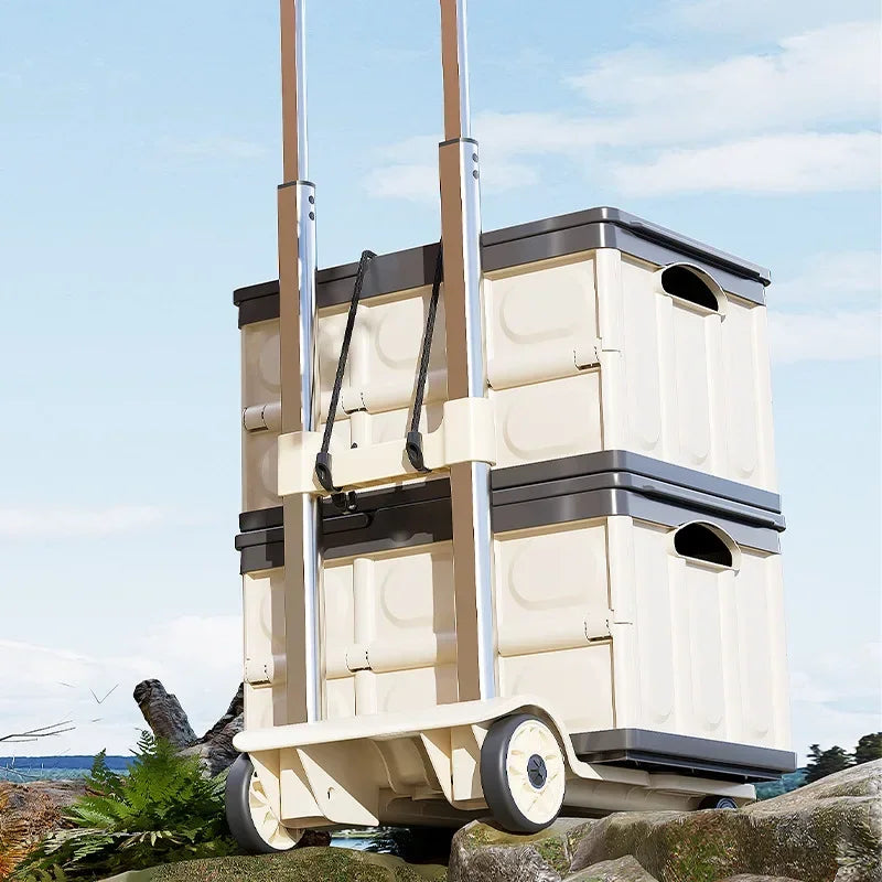Folding cart Hand-pulled cart Home silent thickened warehouse Supermarket trailer Pull trolley Multifunctional storage cart Oasis Select