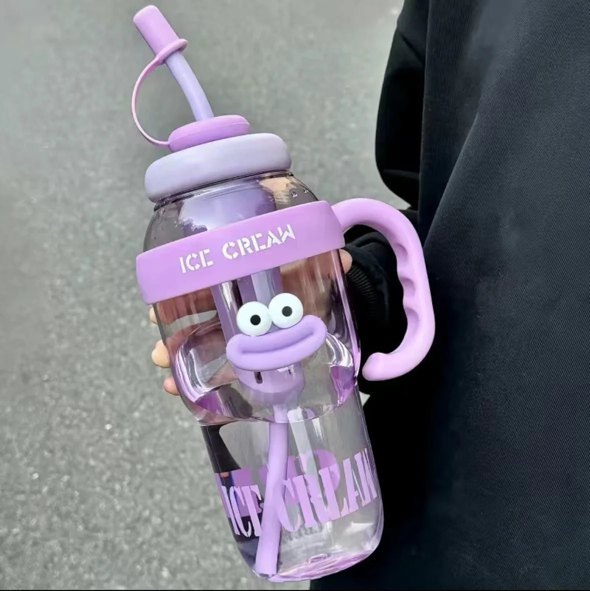 1100ML Large Mouth Water Bottle with Straw and Infuser Leak Proof Lid Portable Travel Beach Outdoor Adventure Sport Tumbler Cup Oasis Select Purple