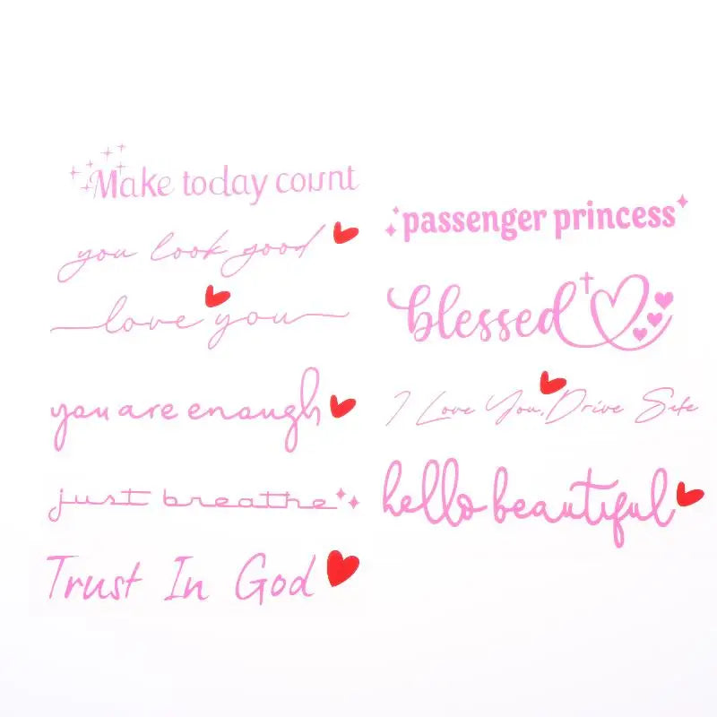 10PCS Religious Text Trust In Car Stickers Waterproof For Motorcycle Rearview Mirrors Auto Rearview Mirrors Oasis Select Pink