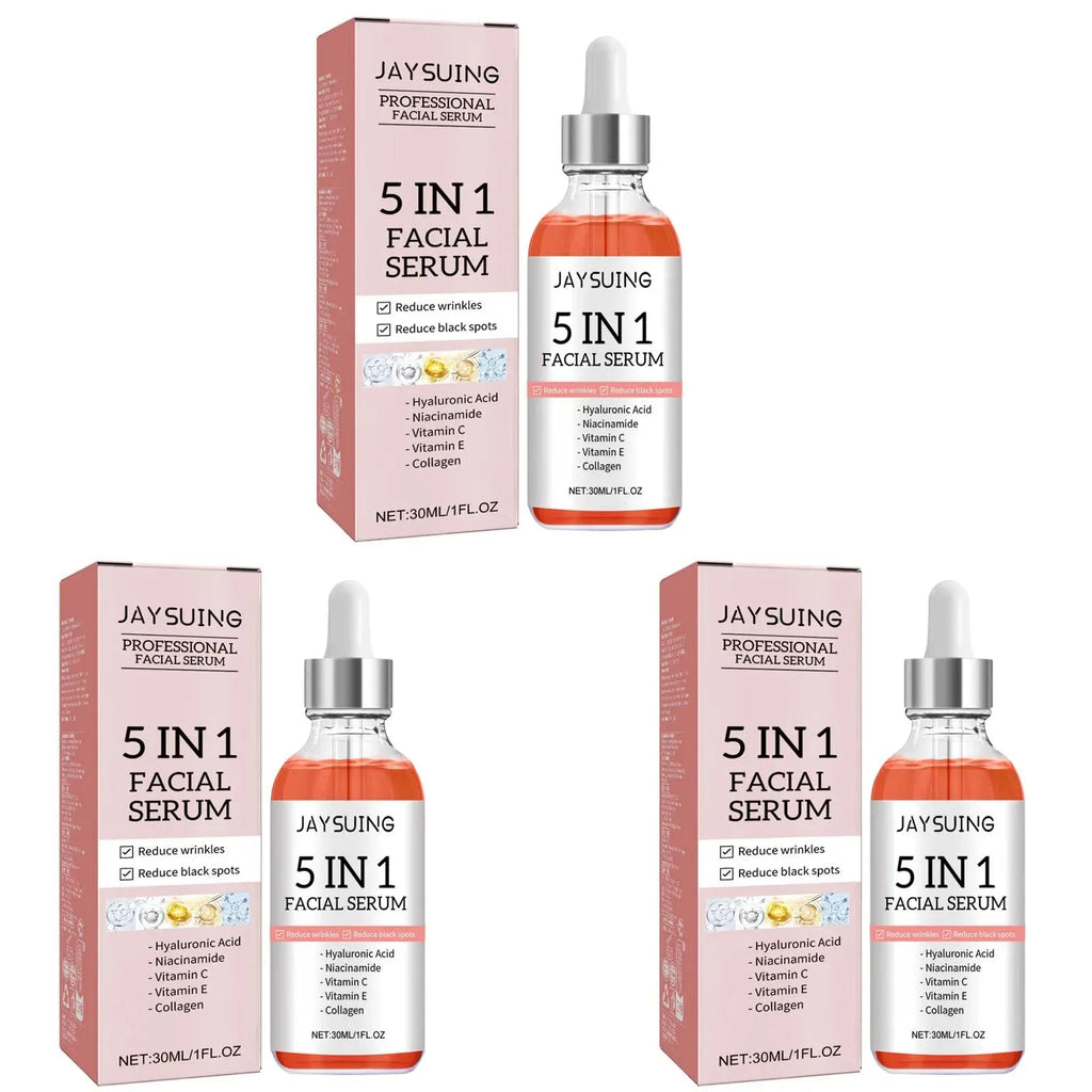 Jaysuing 5 In 1 Hyaluronic Acid Face Serum 30ml Moisturizing Vitamin C Collagen Lightning Facial Serum Shrink Pores Skin Care Oasis Select 3pcs