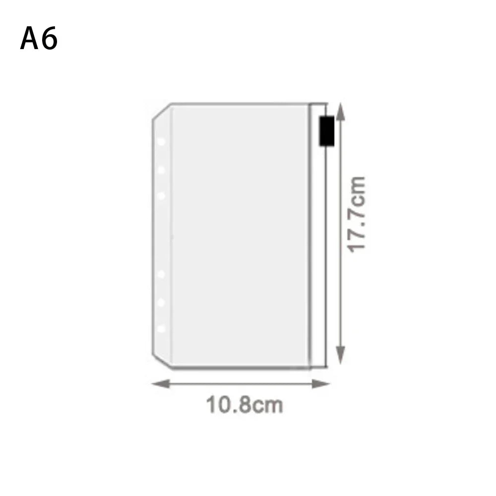 A5/6/7 Transparent Loose Leaf Binder Notebook Cover Zipper Bag Note Book Journal Planner Accessories Stationery Supplies New Oasis Select 5Pcs A6