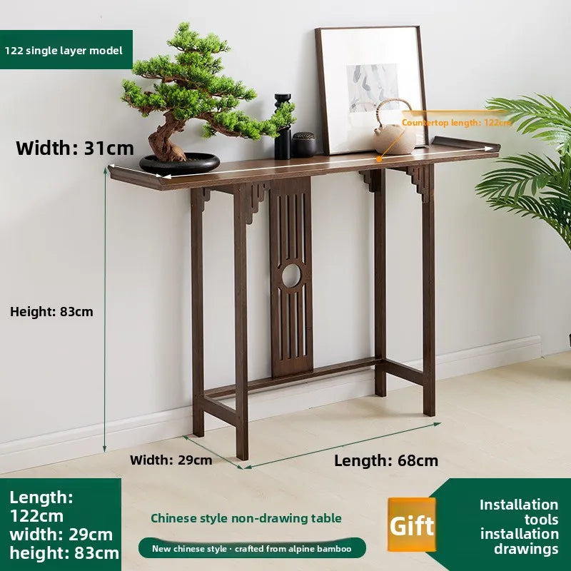 New Chinese-style entrance table Zen entrance hall entrance table, living room strip case entry hotel end view table long table Oasis Select Single layer 120
